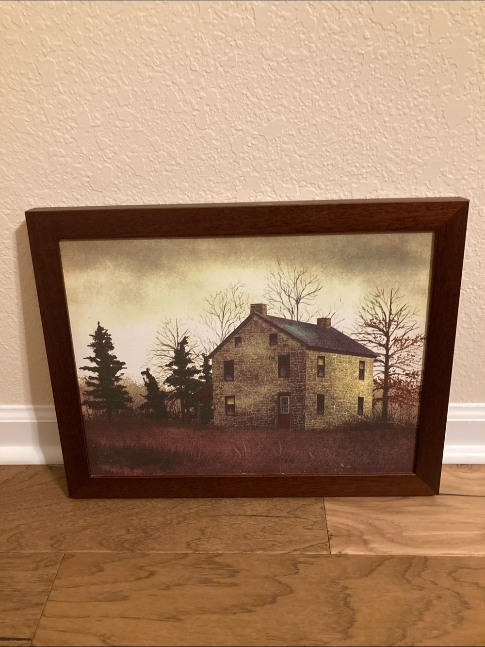 Source Unknown Rustic Country House Art - Brown Frame, Beige & Green Print